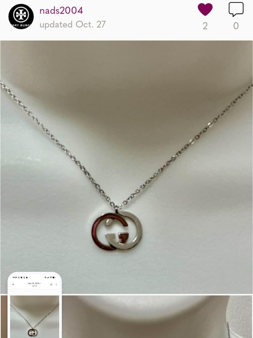 Gucci Two-Tone Interlocking G Necklace - Silver and Red